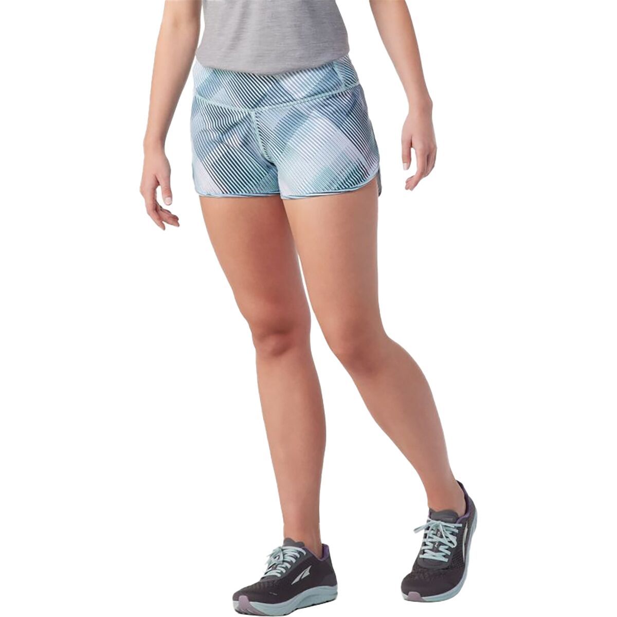 Smartwool Merino Sport Lined Short - Women's Bleached Aqua Mountain Plaid Print, S