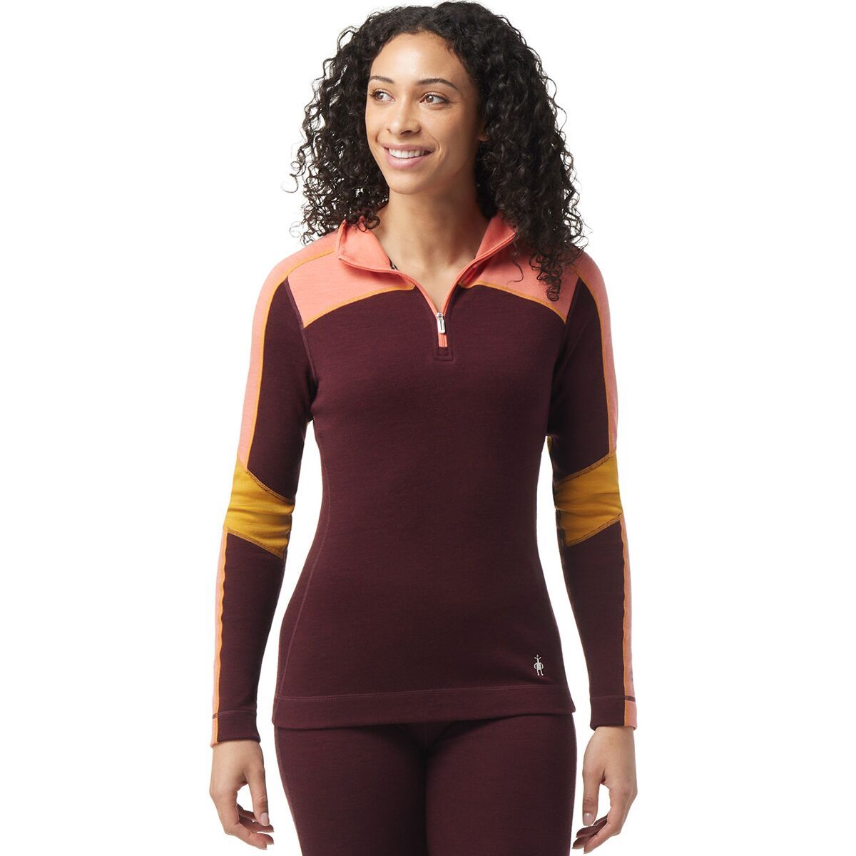 Smartwool Classic Thermal Merino Colorblock 1/4-Zip Top - Women's Black Cherry Heather, M