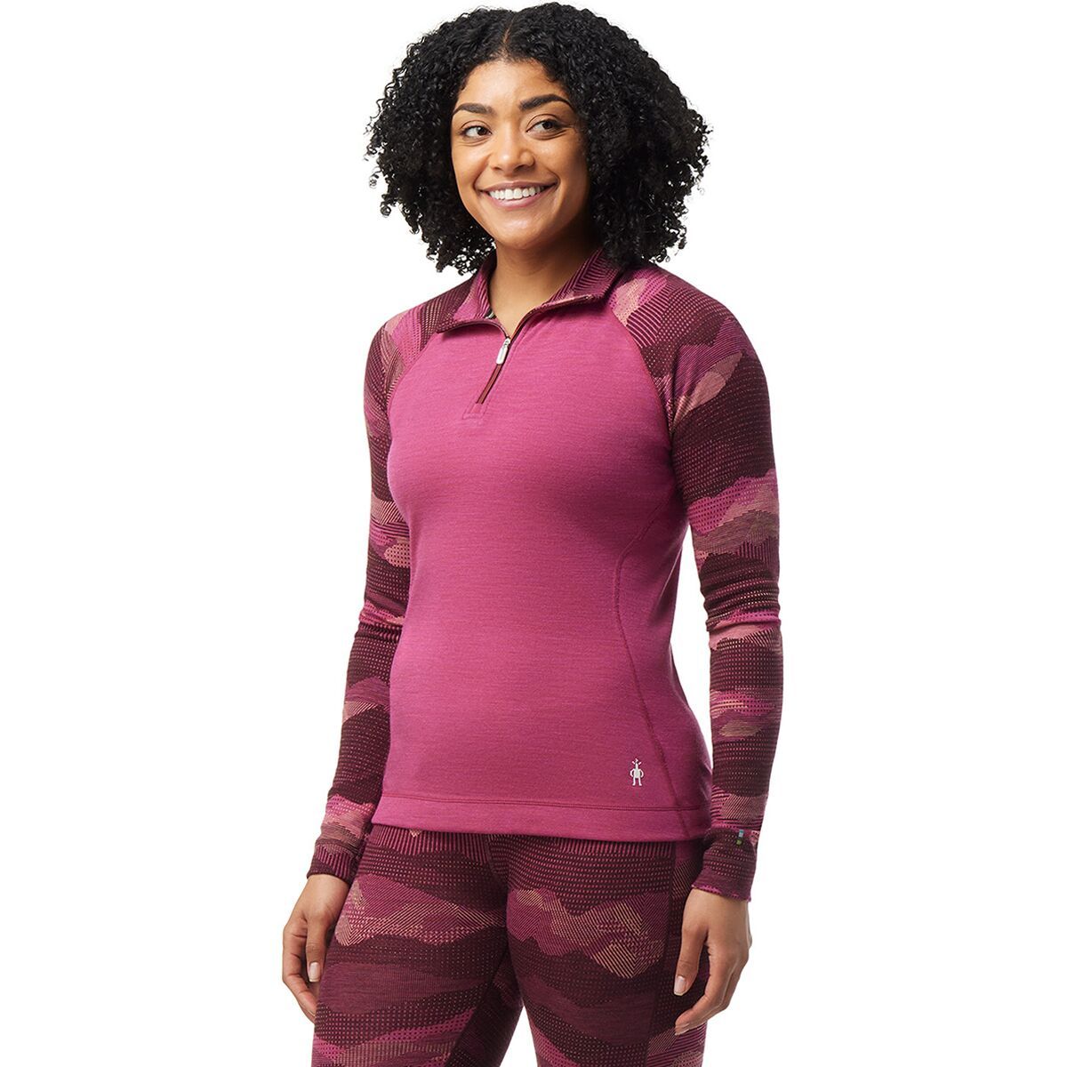 Smartwool Classic Thermal Merino Pattern 1/4-Zip Top - Women's Festive Fuchsia Mountain Scape, L