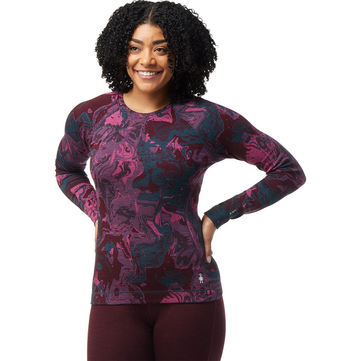 Smartwool Classic Thermal Merino Base Layer Pattern Crew - Women's Twilight Blue Marble, L