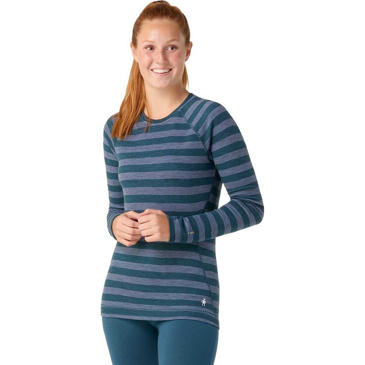 Smartwool Classic Thermal Merino Base Layer Pattern Crew - Women's Ultra Violet Stripe, XL
