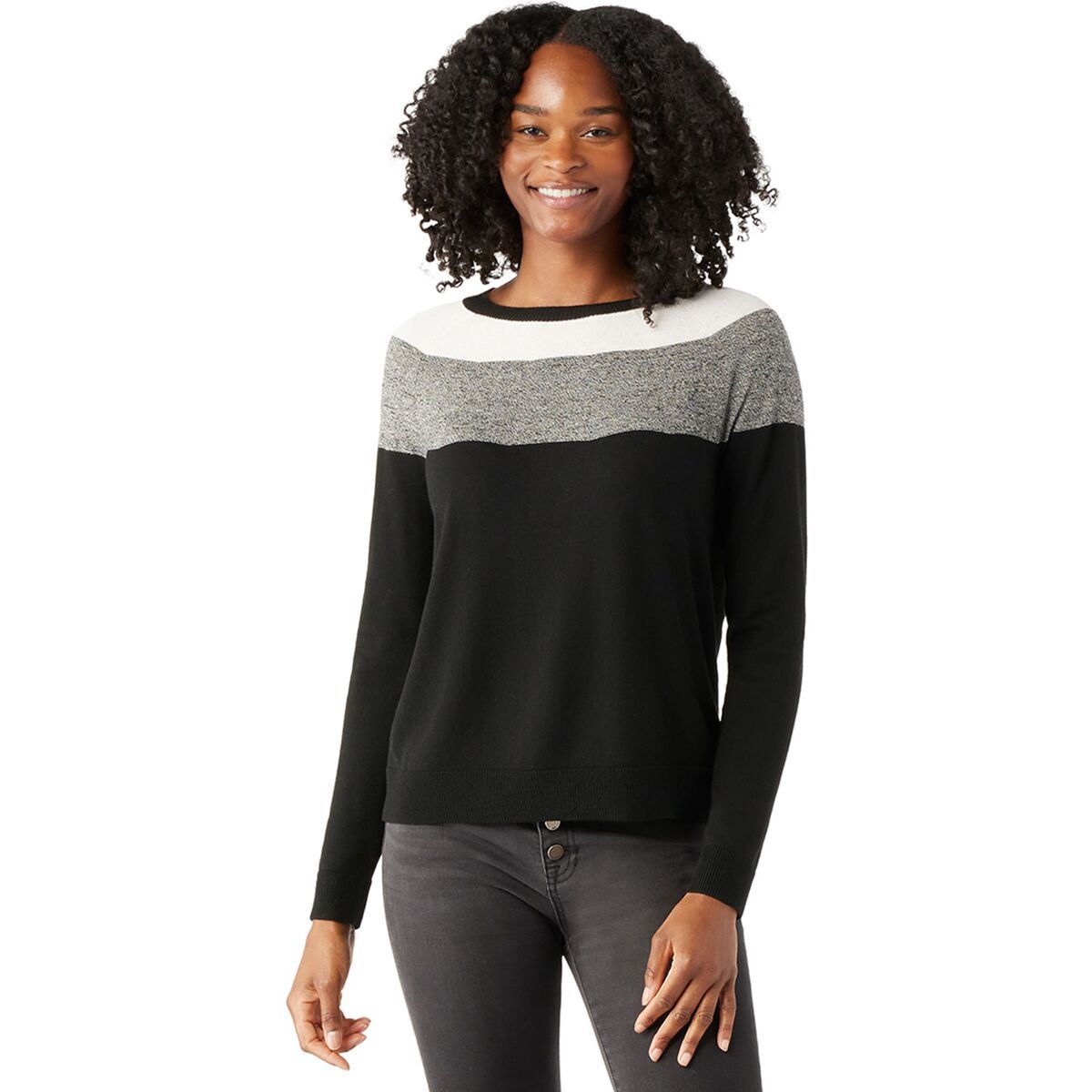 Smartwool Edgewood Colorblock Crew Sweater - Women's Black, XS