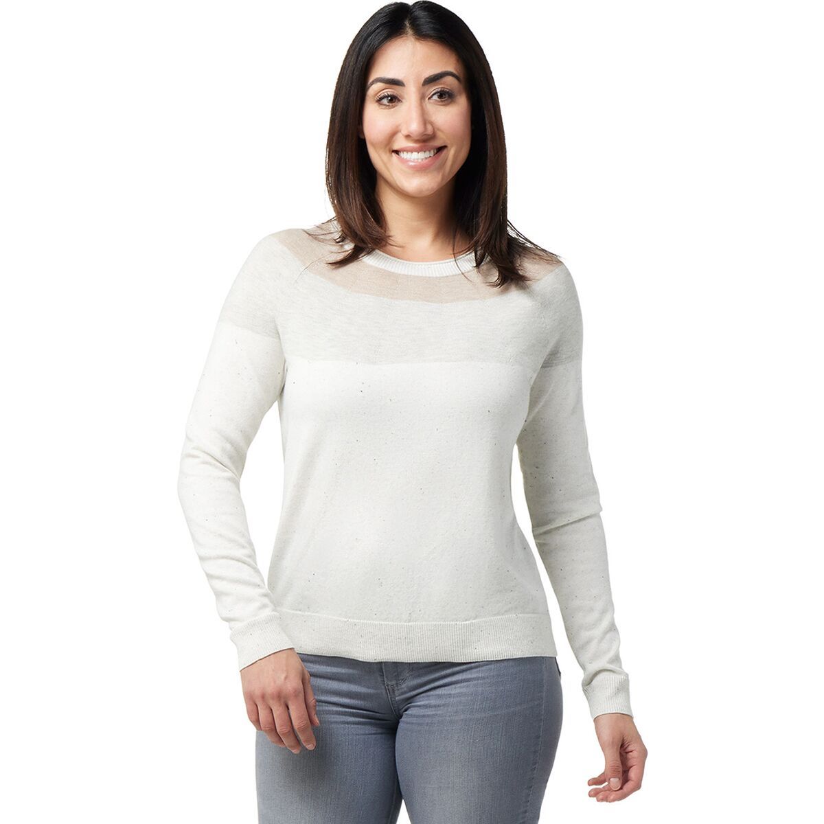 Smartwool Edgewood Colorblock Crew Sweater - Women's Natural Donegal, S