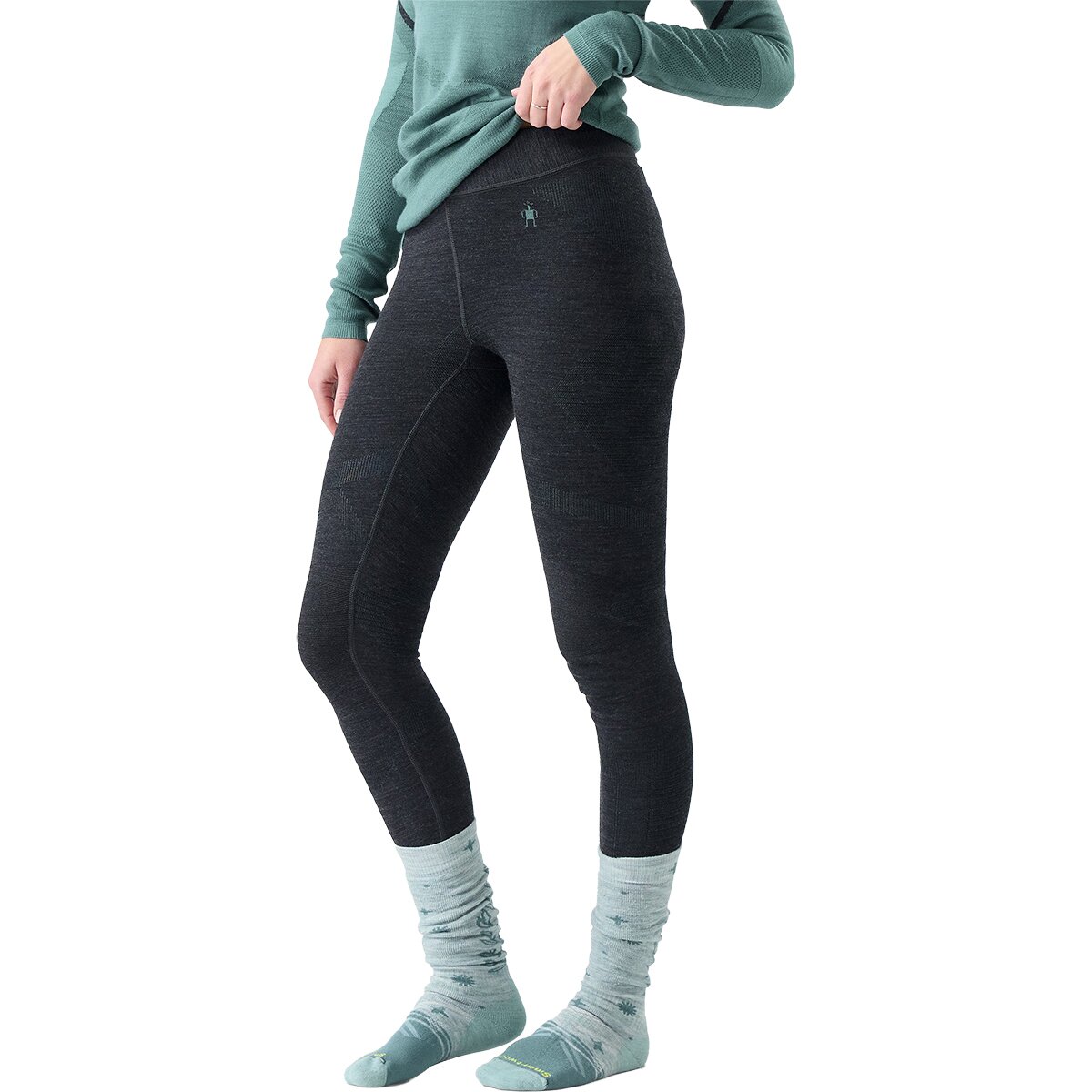 Image of Smartwool Intraknit Thermal Merino Base Layer Bottom - Women's Charcoal/Dusty Teal, S