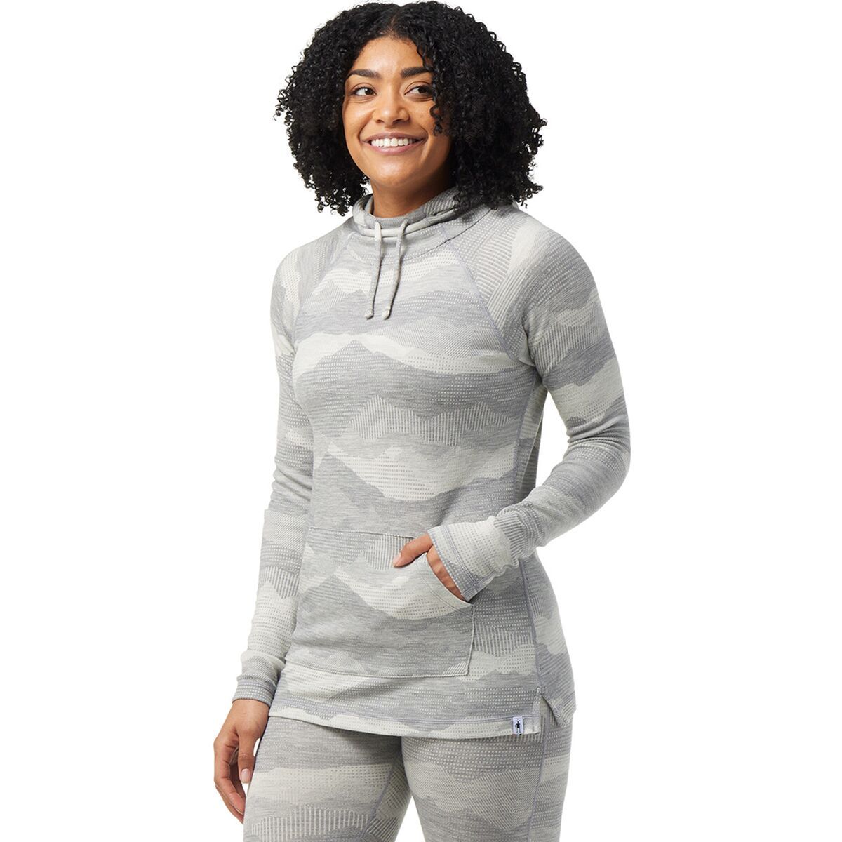 Smartwool Thermal Merino Drape Neck Hoodie - Women's Light Gray Mountain Scape, M