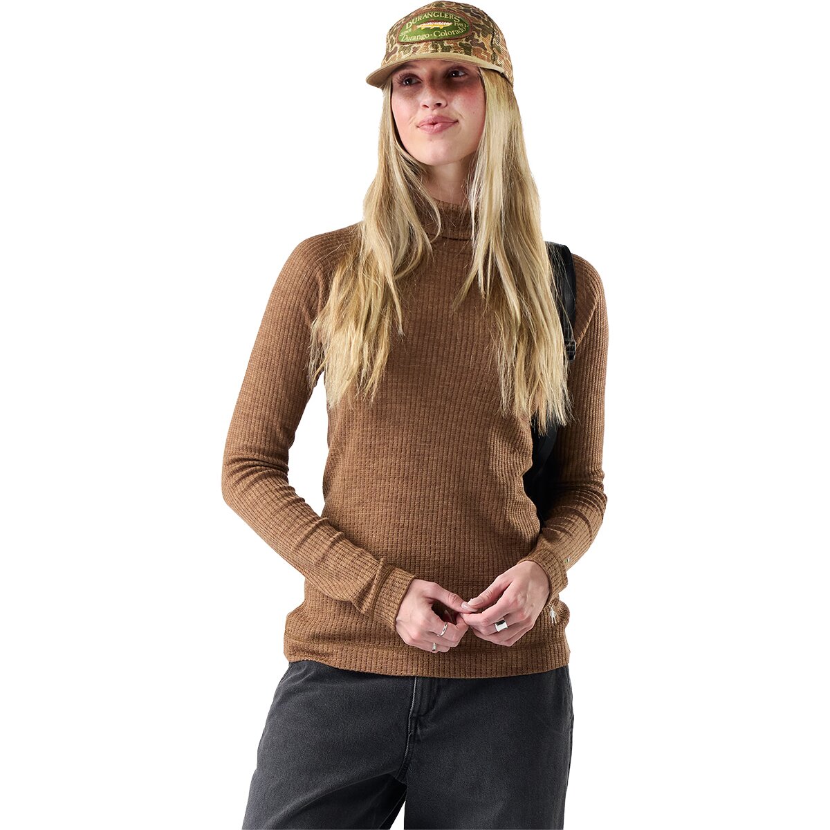 Image of Smartwool Thermal Merino Rib Turtleneck Top - Women's Mocha Heather, L