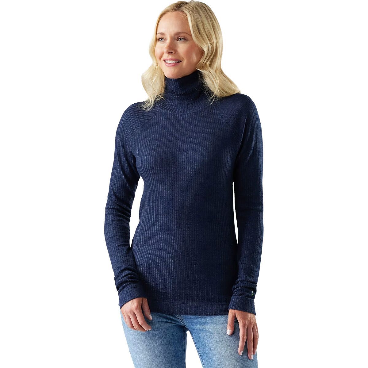 Image of Smartwool Thermal Merino Rib Turtleneck Top - Women's Nightfall Blue/Deep Navy, XL