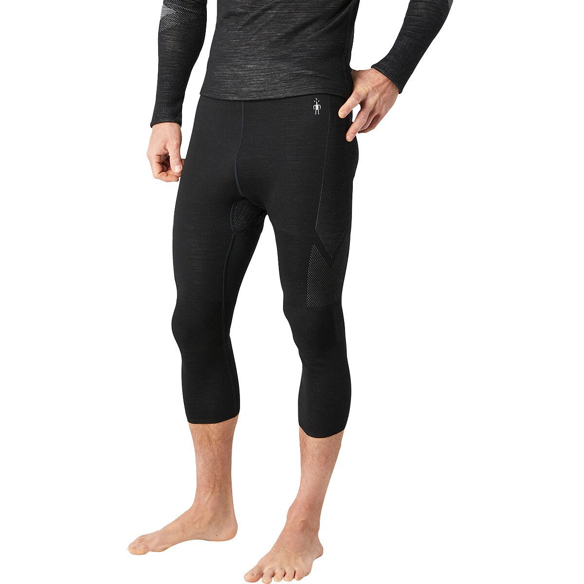 Image of Smartwool Intraknit Thermal Merino Base Layer 3/4 Bottom - Men's Black/White, M