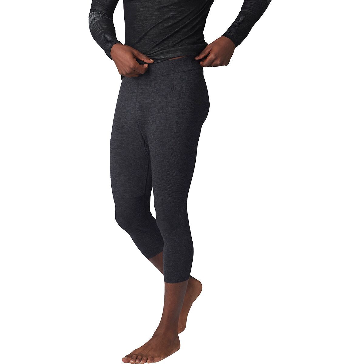 Image of Smartwool Intraknit Thermal Merino Base Layer 3/4 Bottom - Men's Charcoal Heather/Black, XL