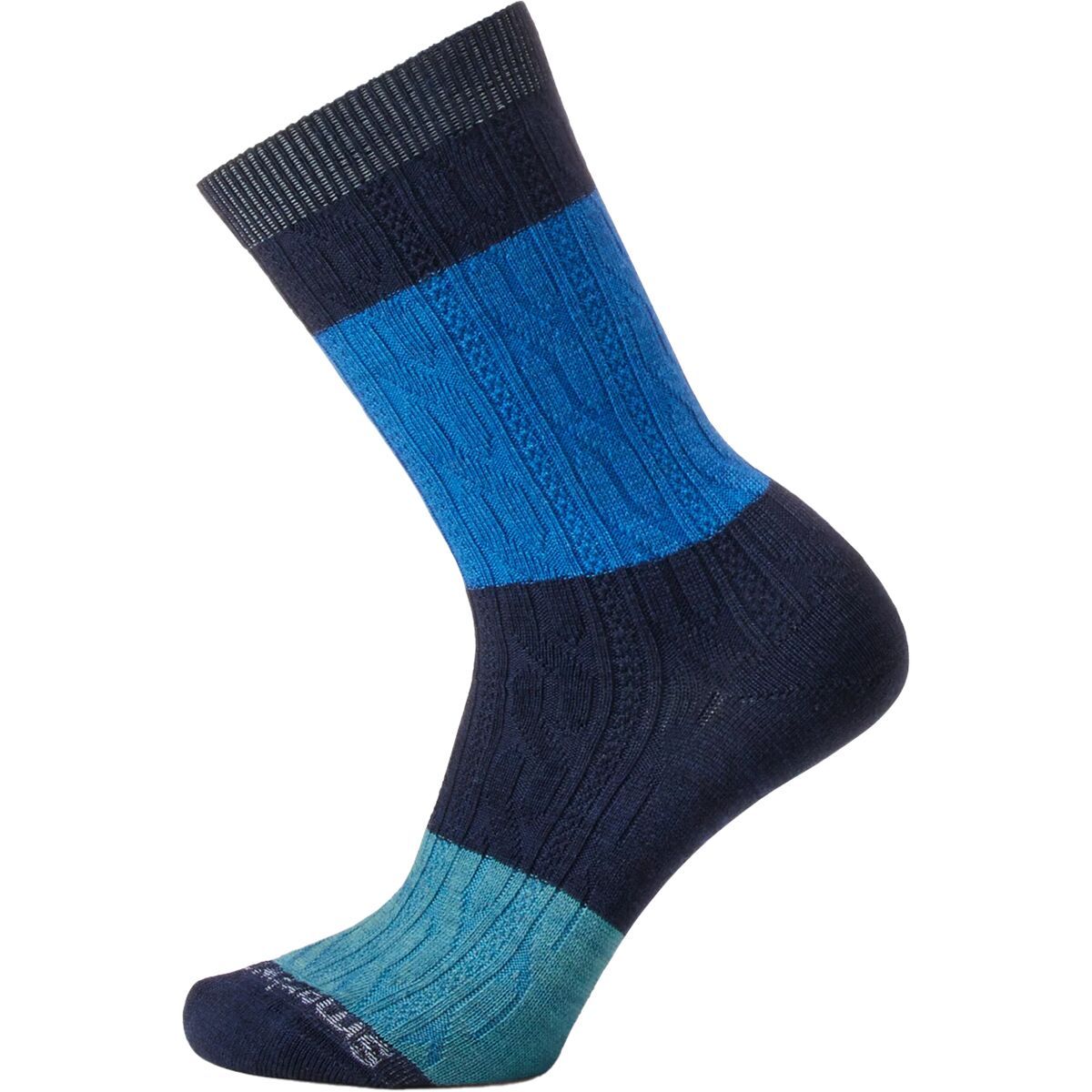 Smartwool Everyday Color Block Cable Crew Sock - Women's Deep Navy, XL