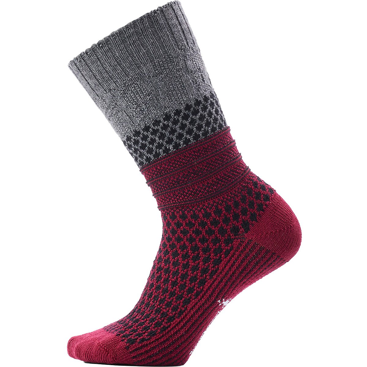 Image of Smartwool Everyday Popcorn Cable Crew Sock - Women's Black/Tibetan Red, L