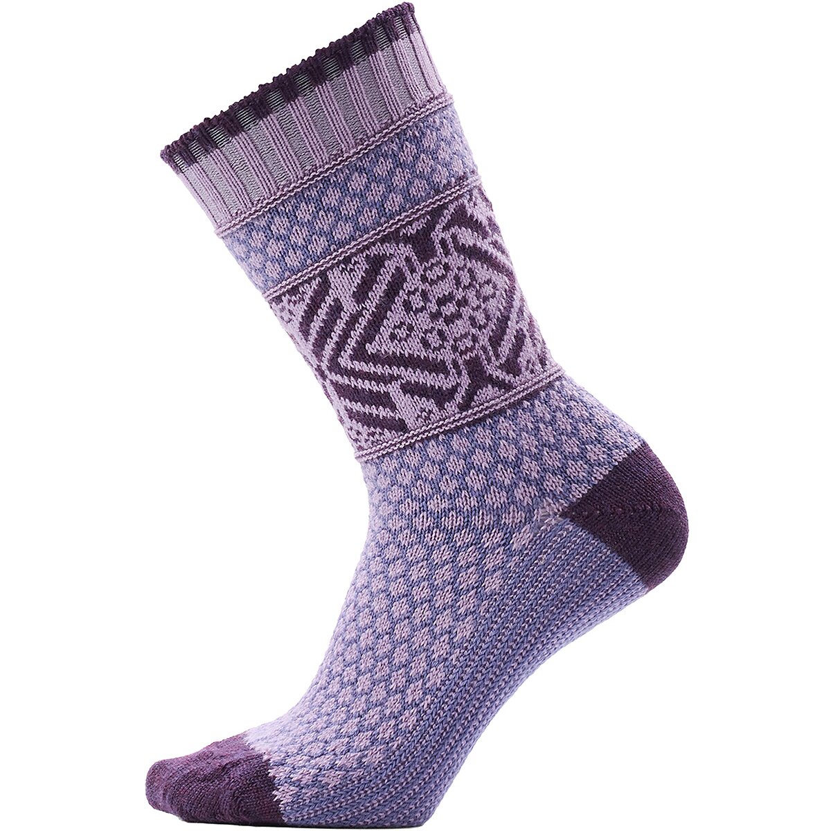 Image of Smartwool Everyday Popcorn Snowflake Pattern Crew Sock - Women's Purple Dawn, M