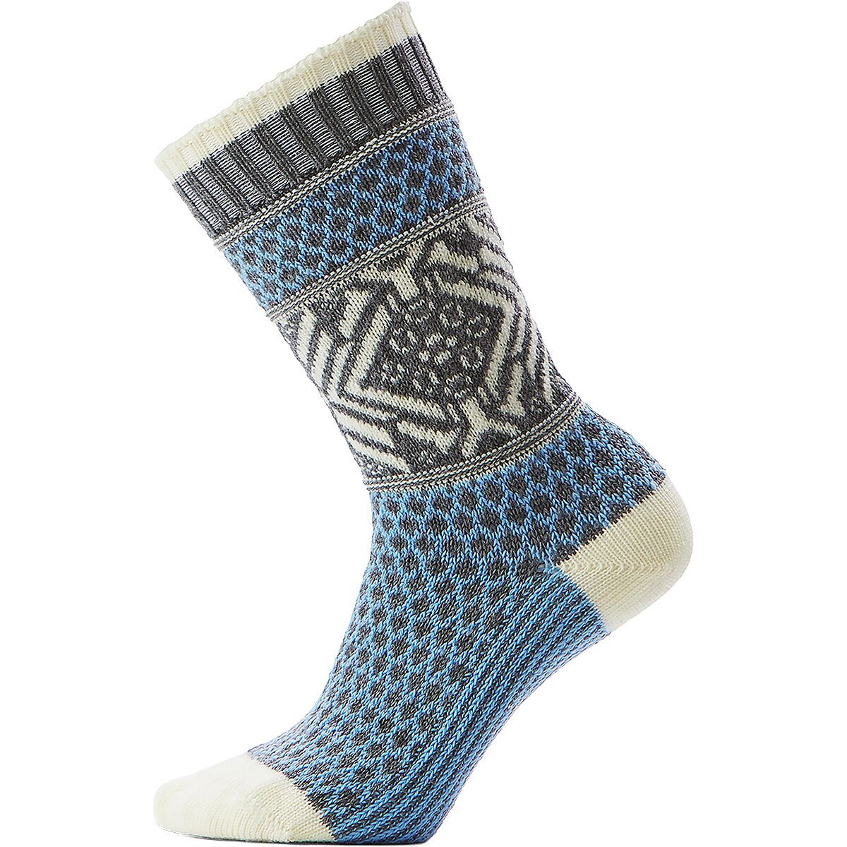 Image of Smartwool Everyday Popcorn Snowflake Pattern Crew Sock - Women's Serene Blue, M