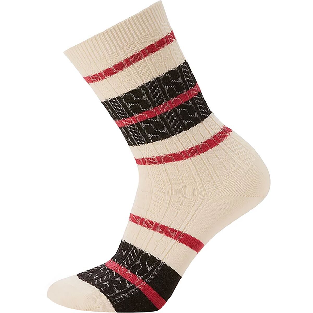 Smartwool Everyday Striped Cable Crew Sock - Women's Natural, L