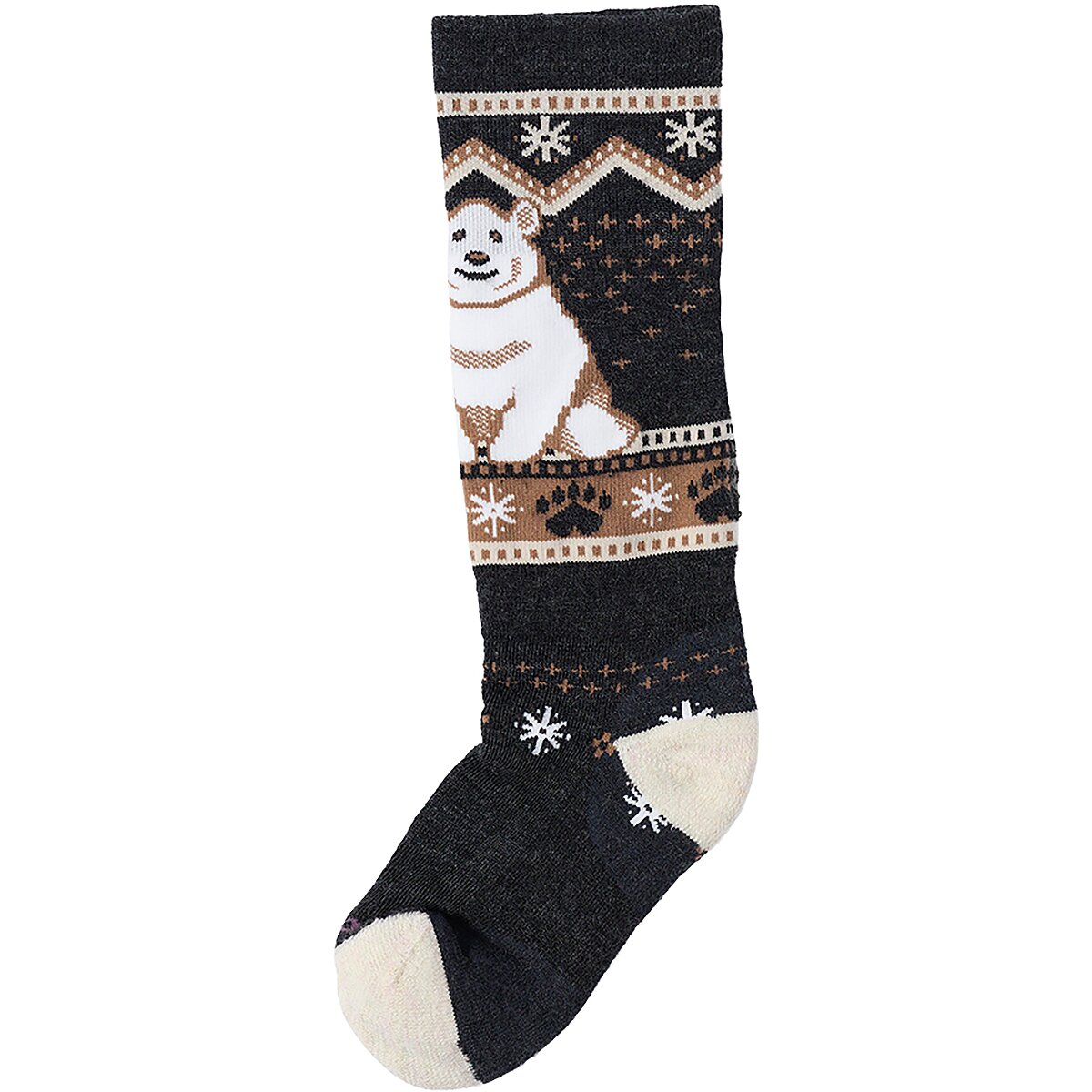 Image of Smartwool Wintersport Full Cushion Polar Bear Pattern OTC Sock - Kids' Charcoal, L