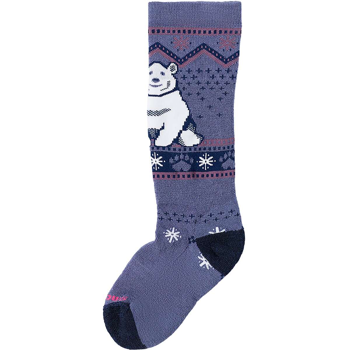 Image of Smartwool Wintersport Full Cushion Polar Bear Pattern OTC Sock - Kids' Nightfall Blue, M