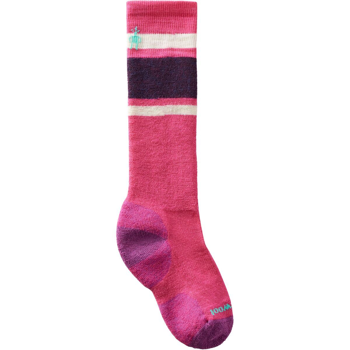 Smartwool Wintersport Full Cushion Stripe OTC Sock - Kids' Power Pink, XS