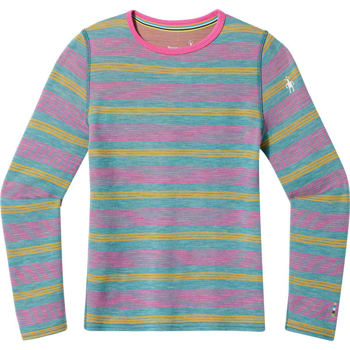 Smartwool Classic Merino Thermal Crew Boxed Top - Kids' Cascade Multi Stripe, XL