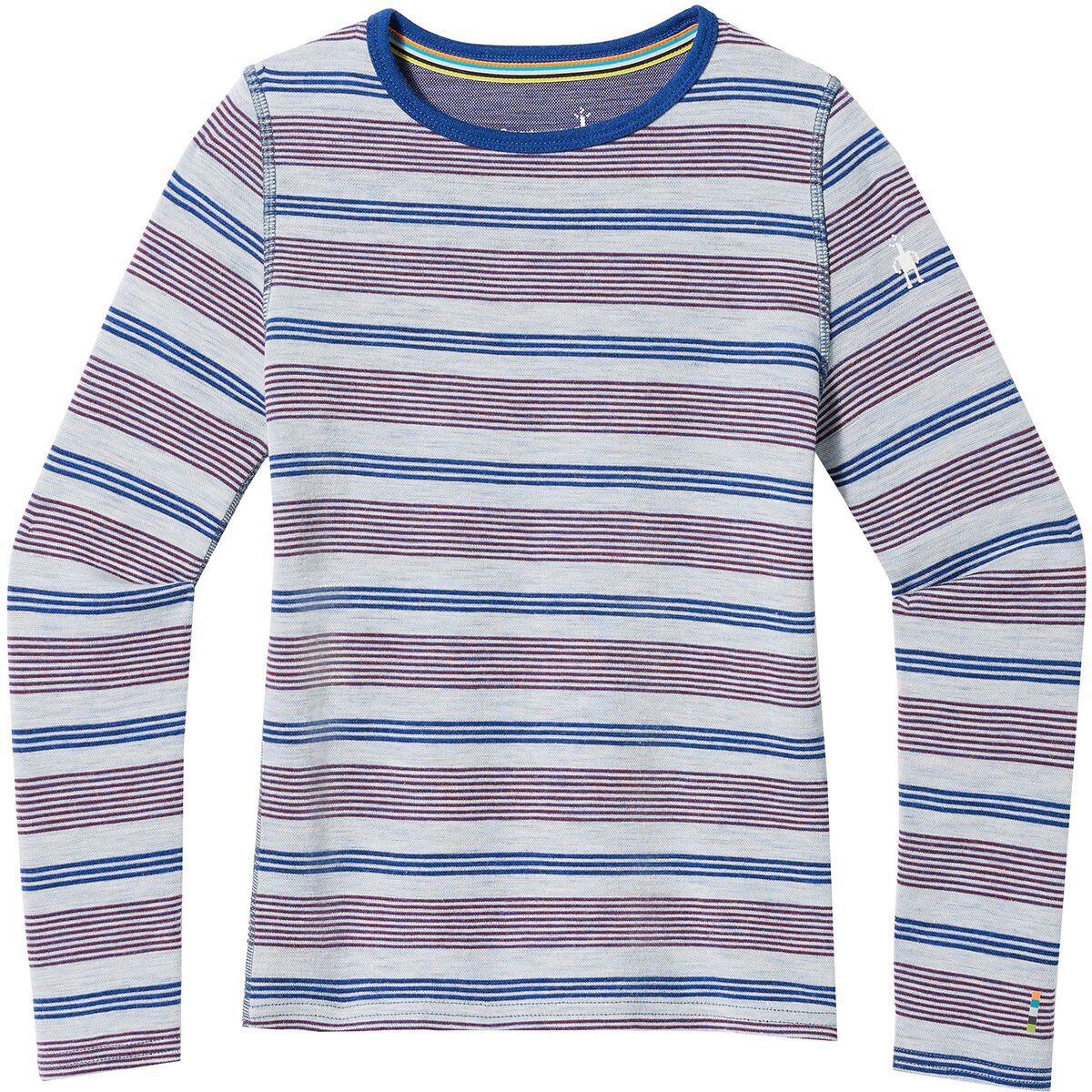 Smartwool Classic Merino Thermal Crew Boxed Top - Kids' Winter Sky Multi Stripe, XL