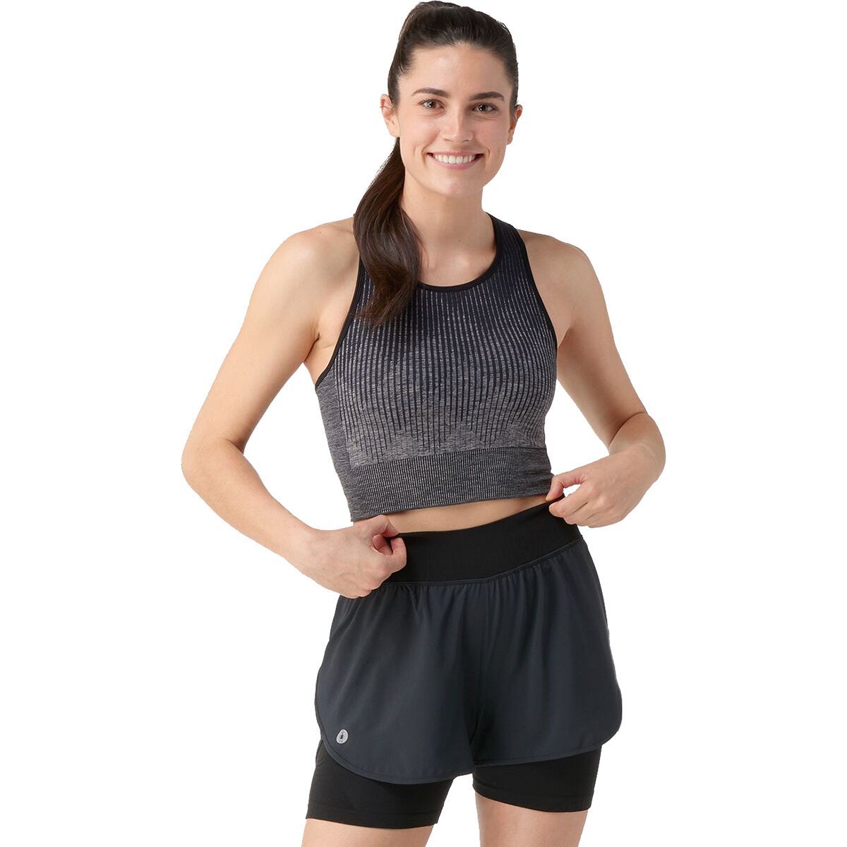 Smartwool Intraknit Crop Bra - Women's Black Heather, M