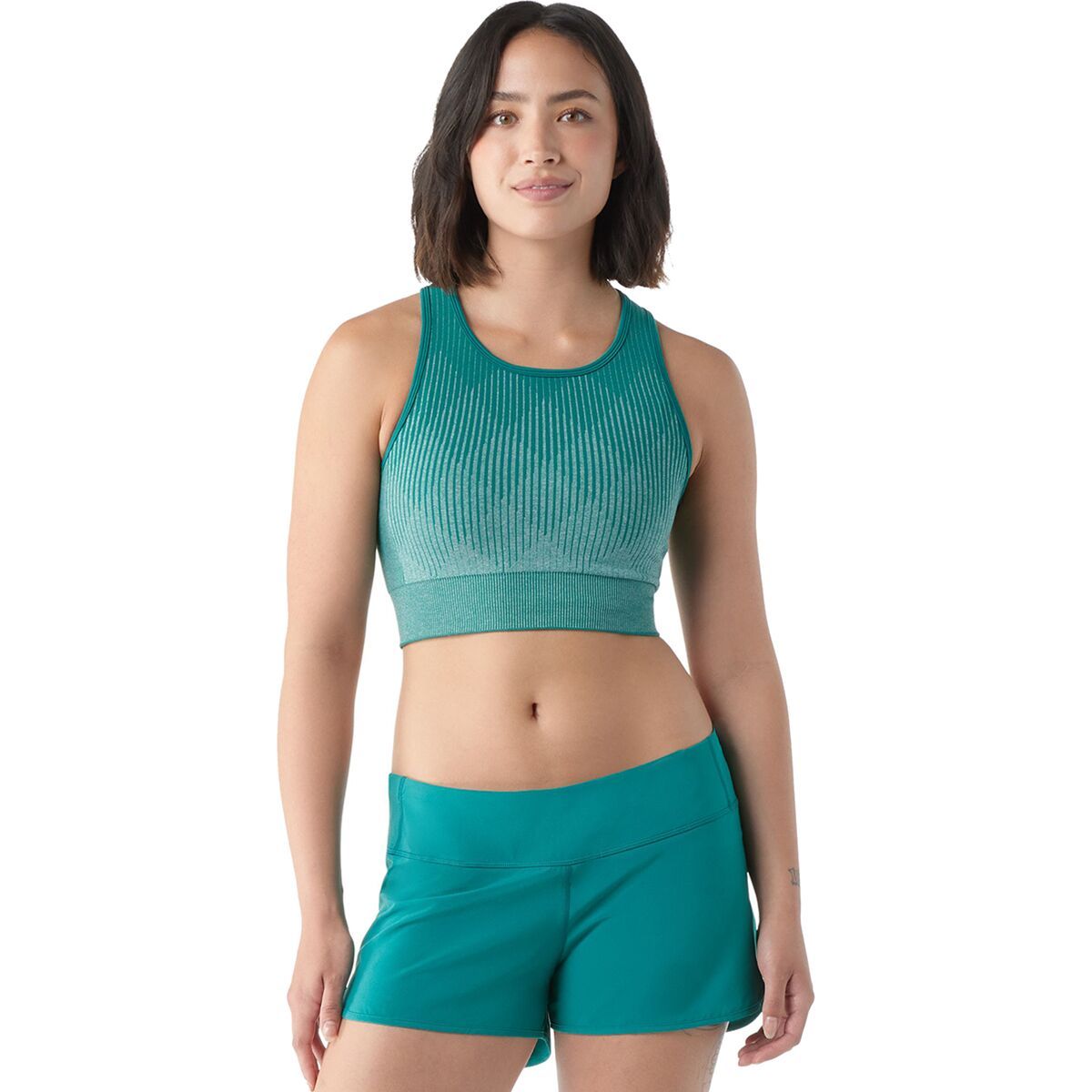 Smartwool Intraknit Crop Bra - Women's Emerald Green Heather, S