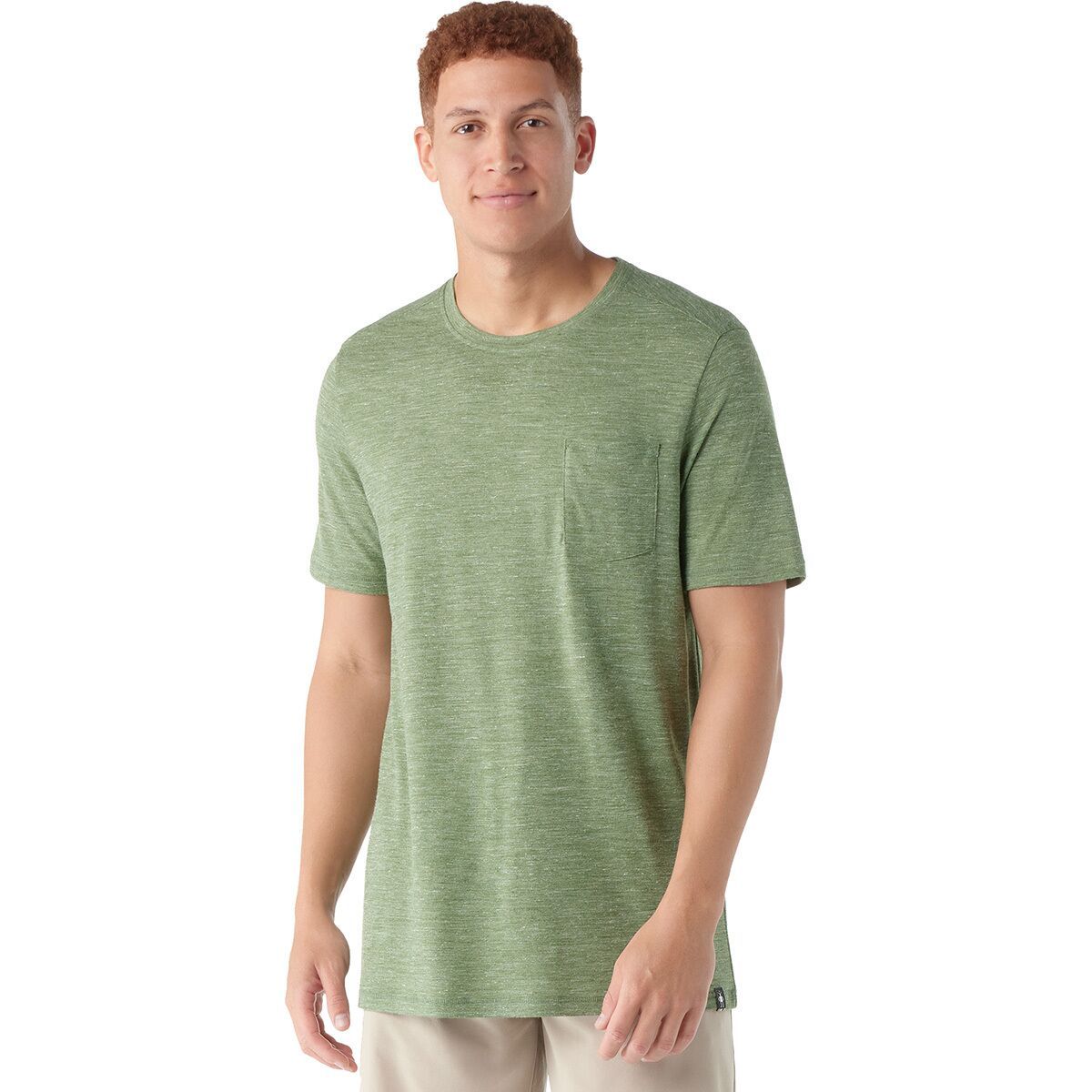 Image of Smartwool Merino Hemp Blend Pocket T-Shirt - Men's Fern Green Heather, L