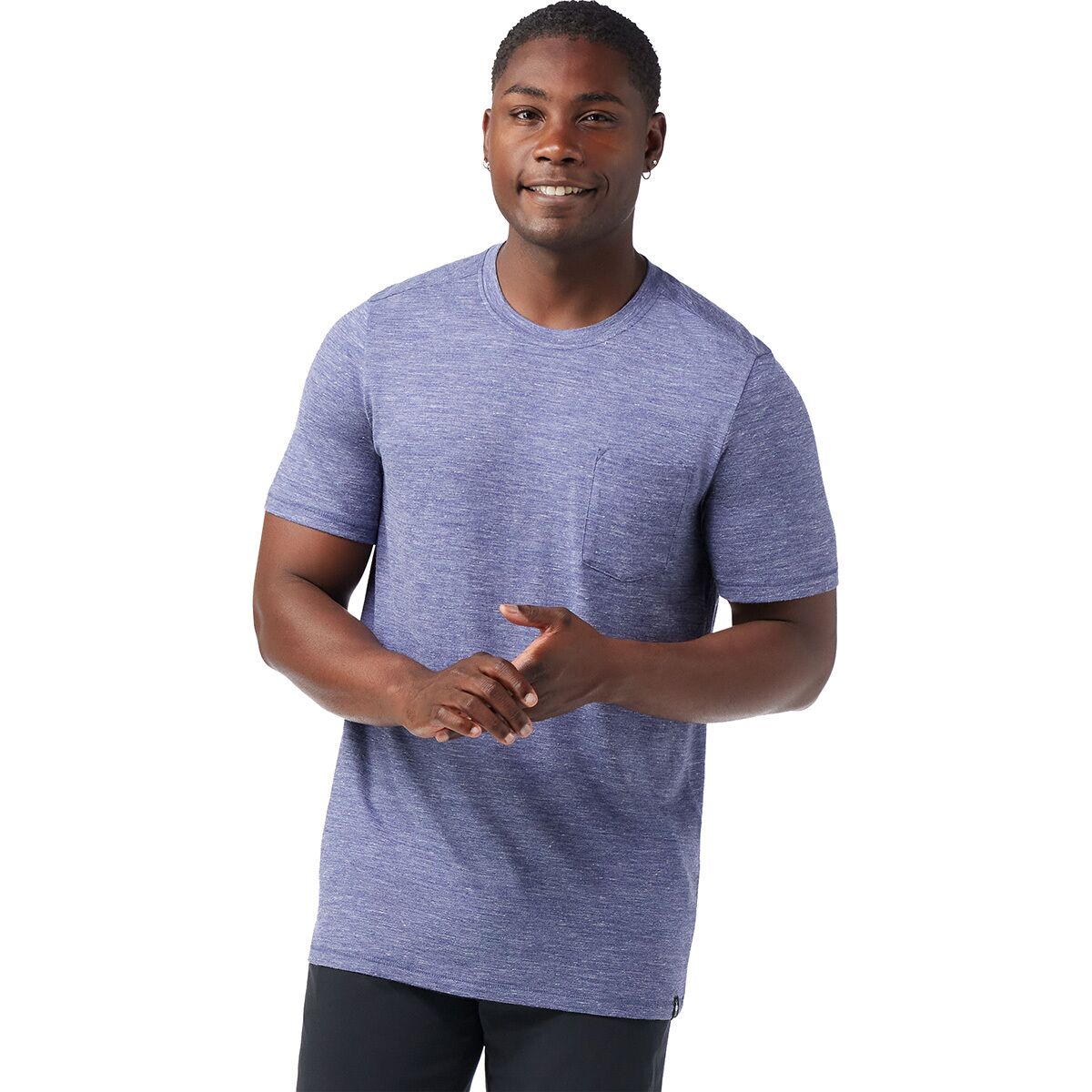 Image of Smartwool Merino Hemp Blend Pocket T-Shirt - Men's Nightfall Blue Heather, M