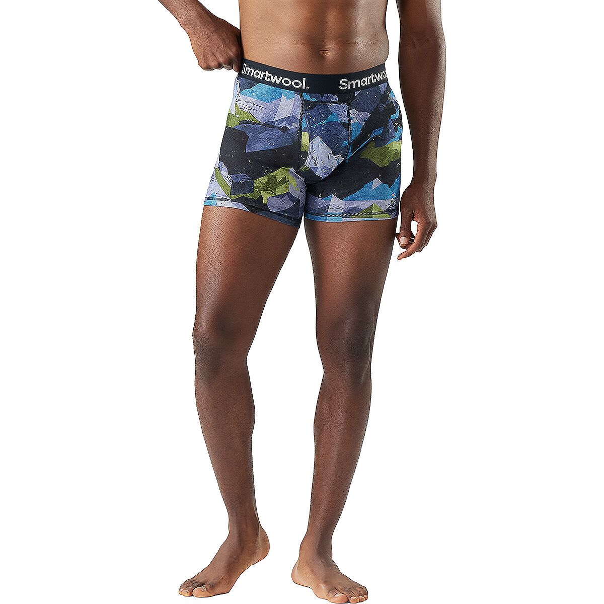 Image of Smartwool Merino Print Boxer Brief - Men's Blue Summit Sector, XL