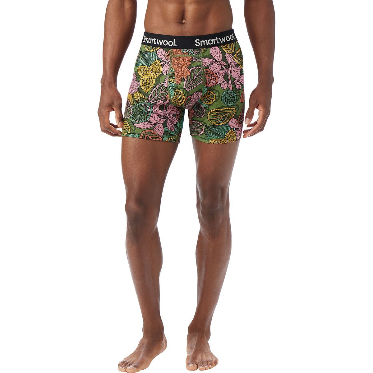 Image of Smartwool Merino Print Boxer Brief - Men's Fern Green Aloha Forest, XXL