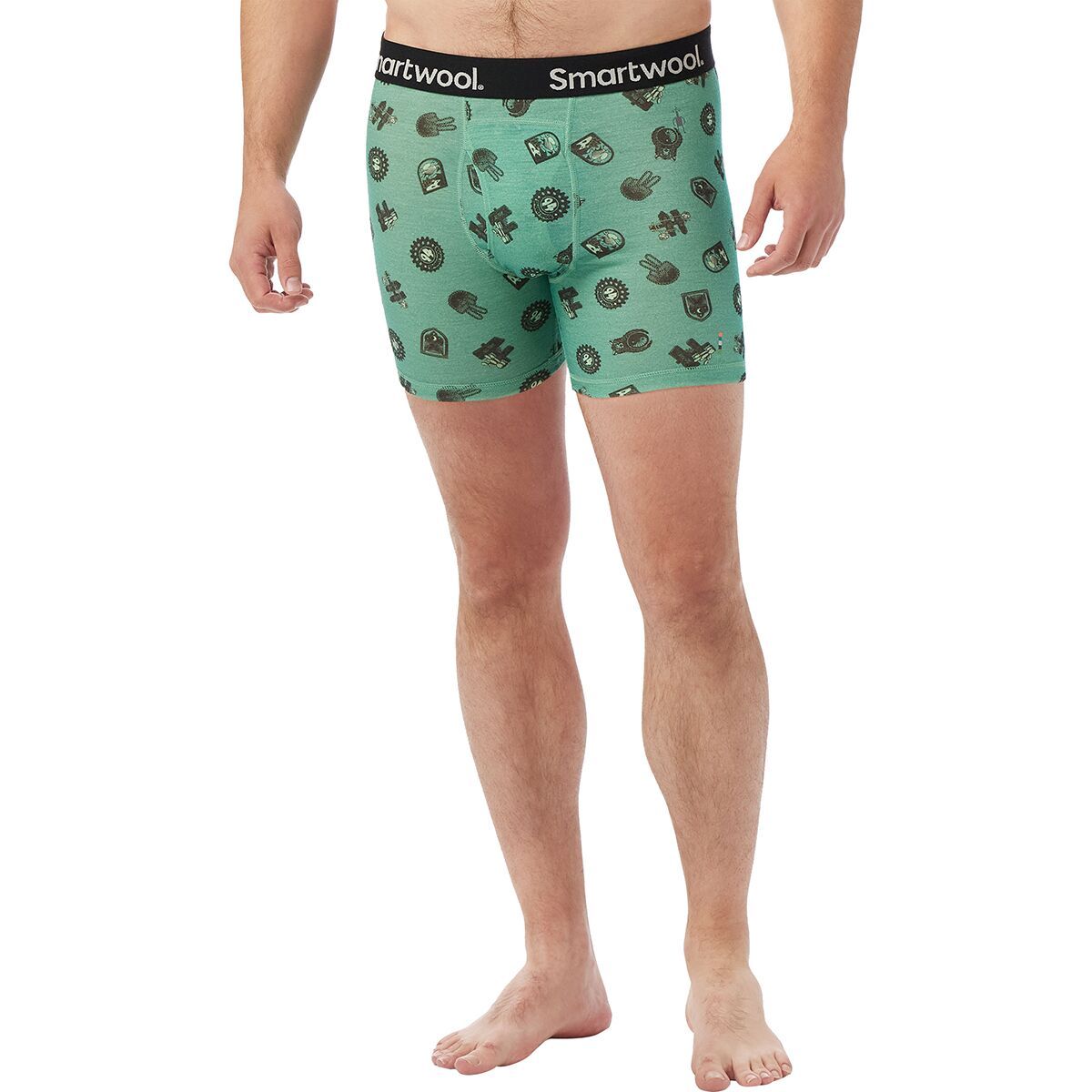 Image of Smartwool Merino Print Boxer Brief - Men's Zen Green Trail Ride, S