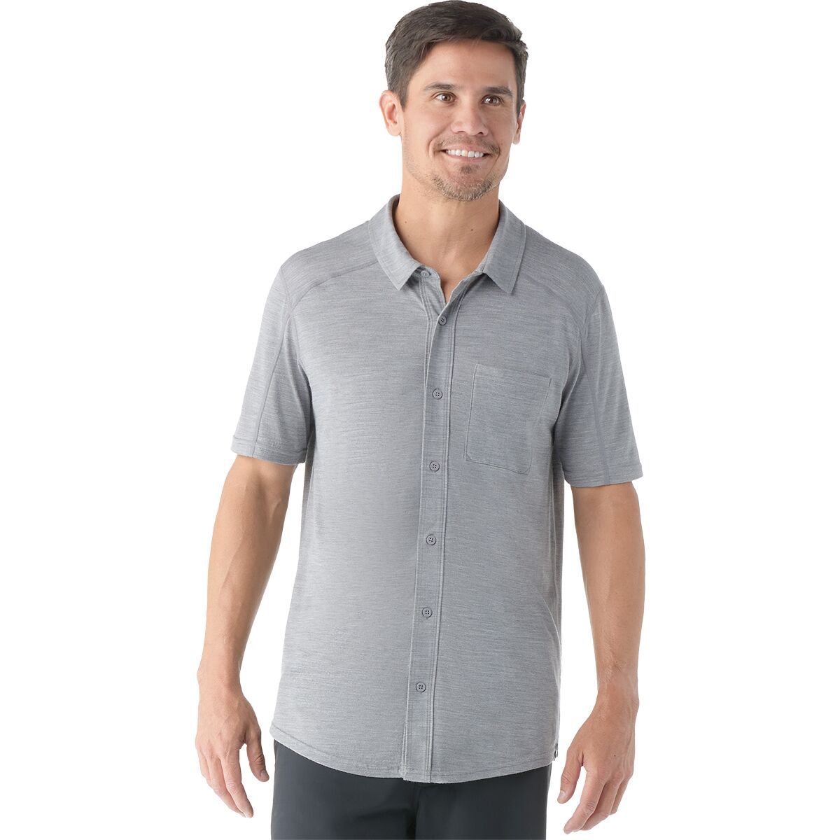 Smartwool Short-Sleeve Button Down Shirt - Men's Light Gray Heather, XL