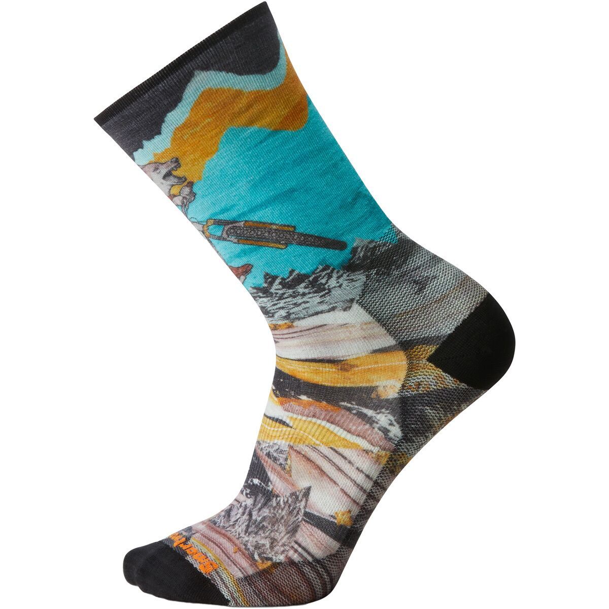 Smartwool Bike Zero Cushion Wolf Print Crew Socks Multi Color, M