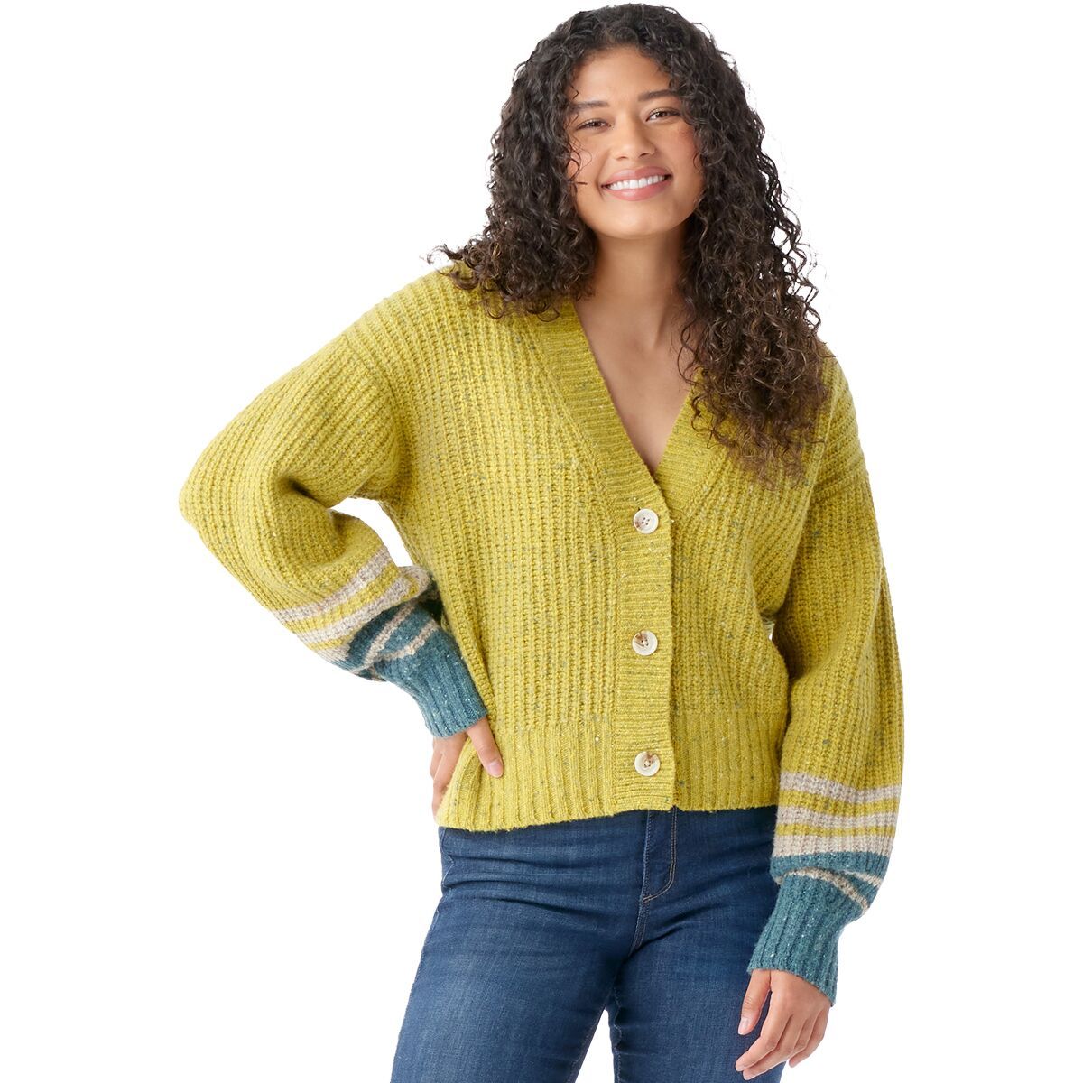 Smartwool Cozy Lodge Cropped Cardigan Sweater - Women's Citron Heather, S