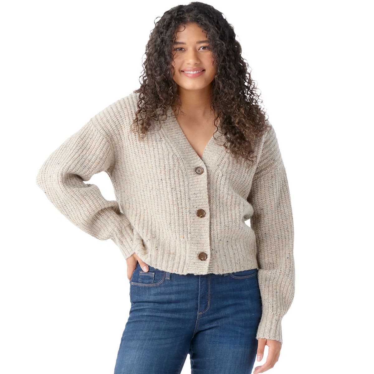 Smartwool Cozy Lodge Cropped Cardigan Sweater - Women's Oat Heather, XL