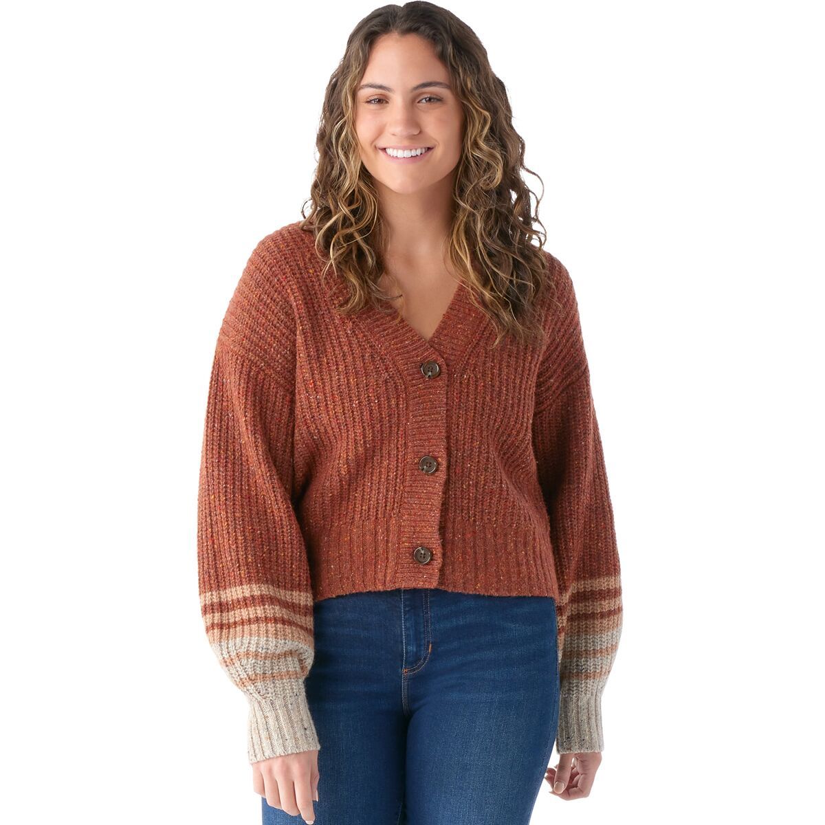 Smartwool Cozy Lodge Cropped Cardigan Sweater - Women's Pecan Brown Heather, S