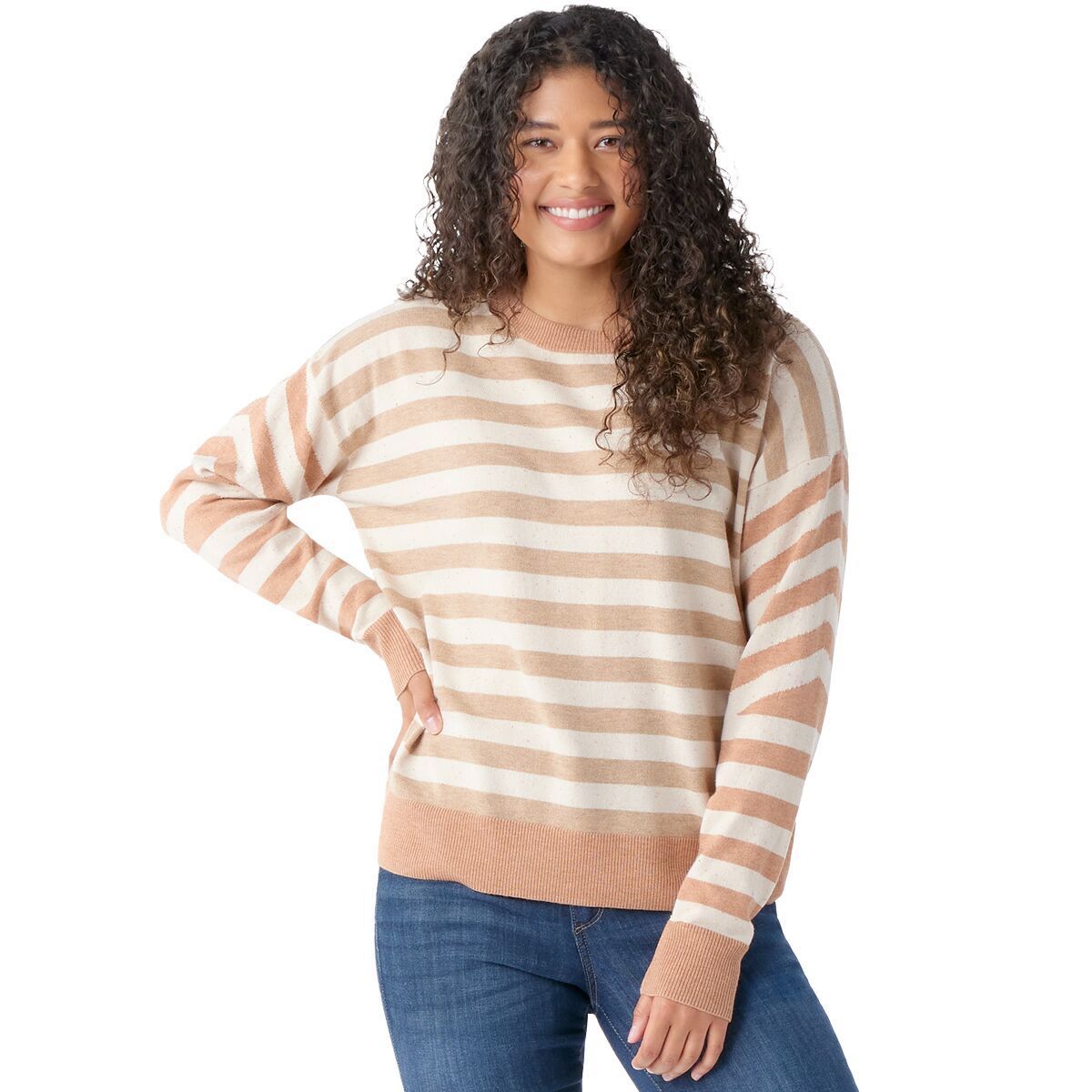 Smartwool Edgewood Boyfriend Crew Sweater - Women's Almond Donegal, L