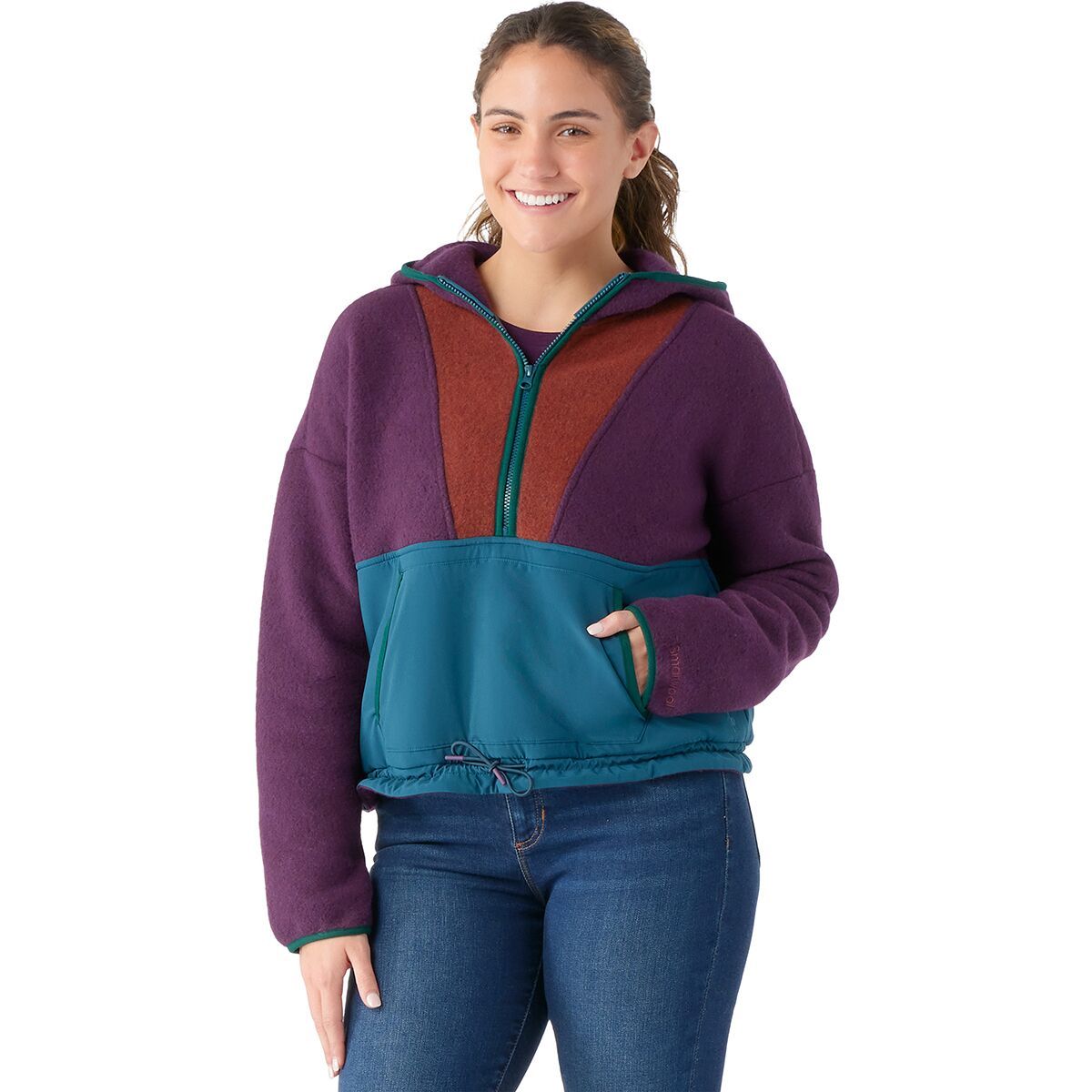 Smartwool Hudson Trail Fleece Cropped Hoodie - Women's Eggplant Heather, XL