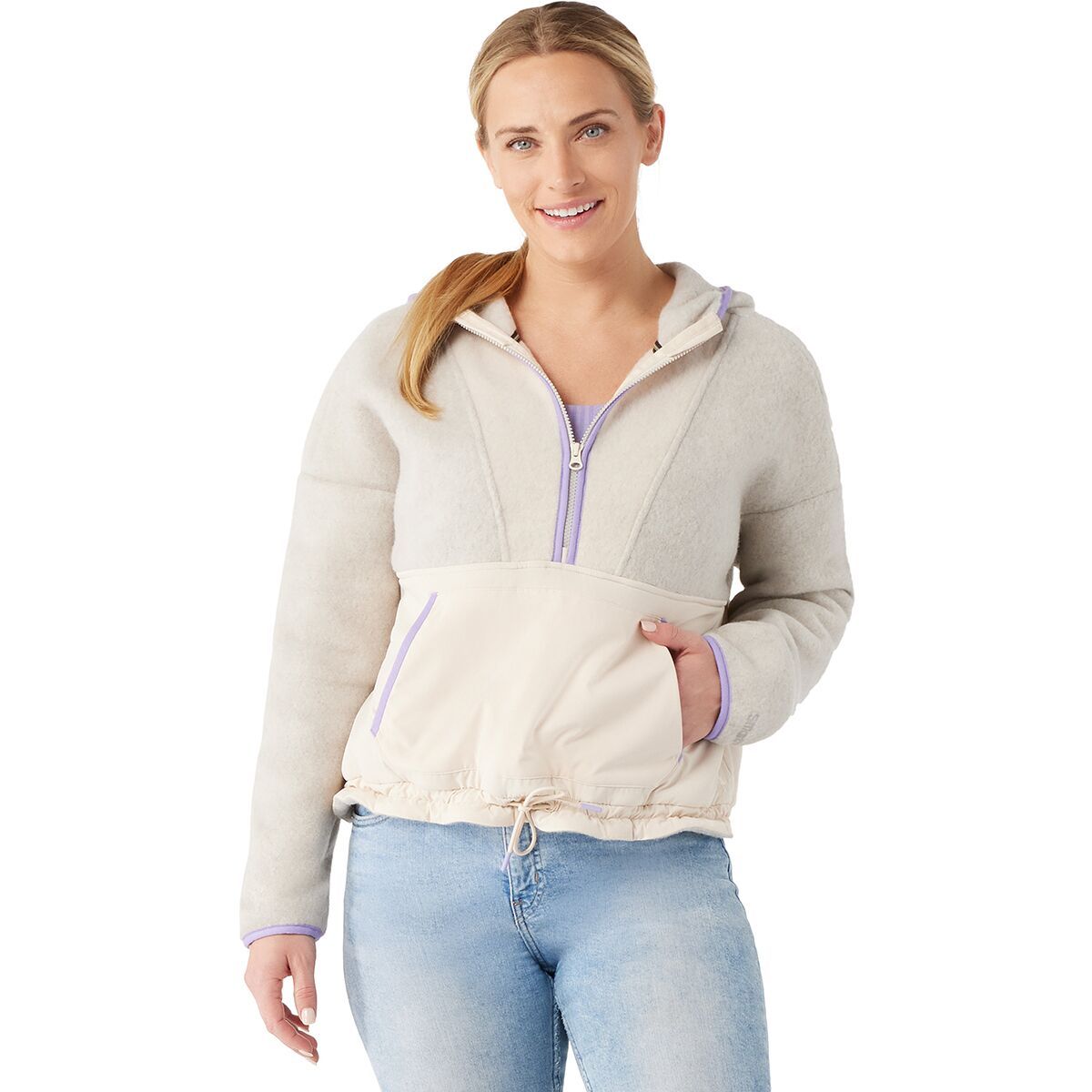Smartwool Hudson Trail Fleece Cropped Hoodie - Women's Light Gray Heather, XL