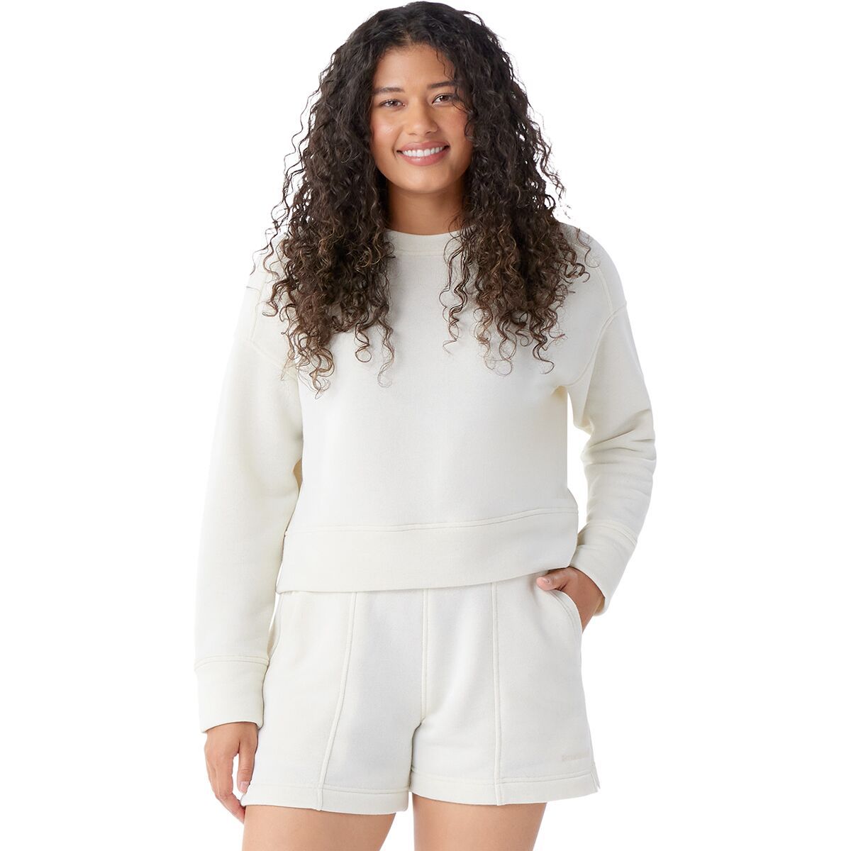 Smartwool Recycled Terry Cropped Crew Sweatshirt - Women's Almond, L
