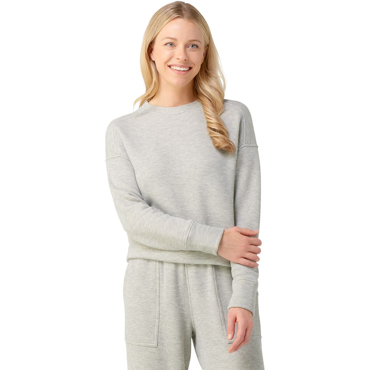 Smartwool Recycled Terry Cropped Crew Sweatshirt - Women's Light Gray, L