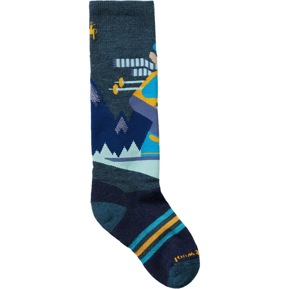 Image of Smartwool Wintersport Full Cushion Mountain Moose OTC Sock - Kids' Twilight Blue, M