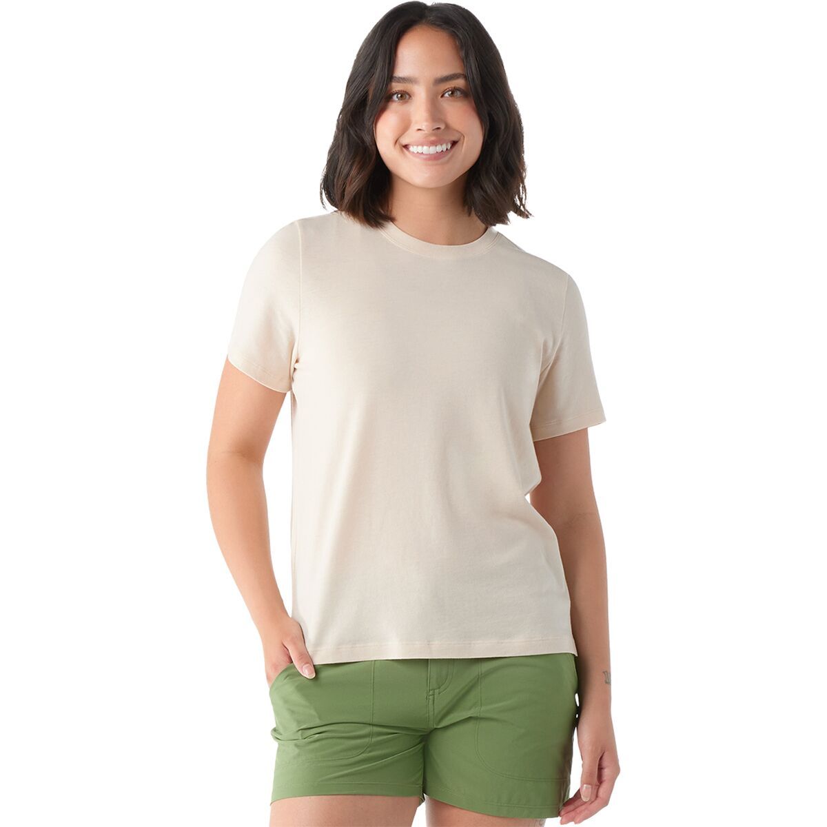 Image of Smartwool Perfect Crew Short-Sleeve T-Shirt - Women's Almond, XS