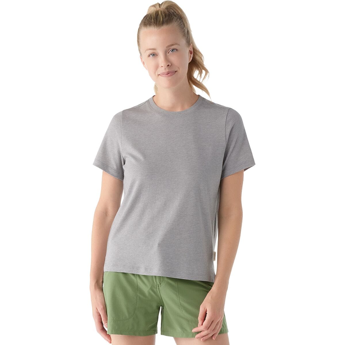 Image of Smartwool Perfect Crew Short-Sleeve T-Shirt - Women's Light Gray Heather, M