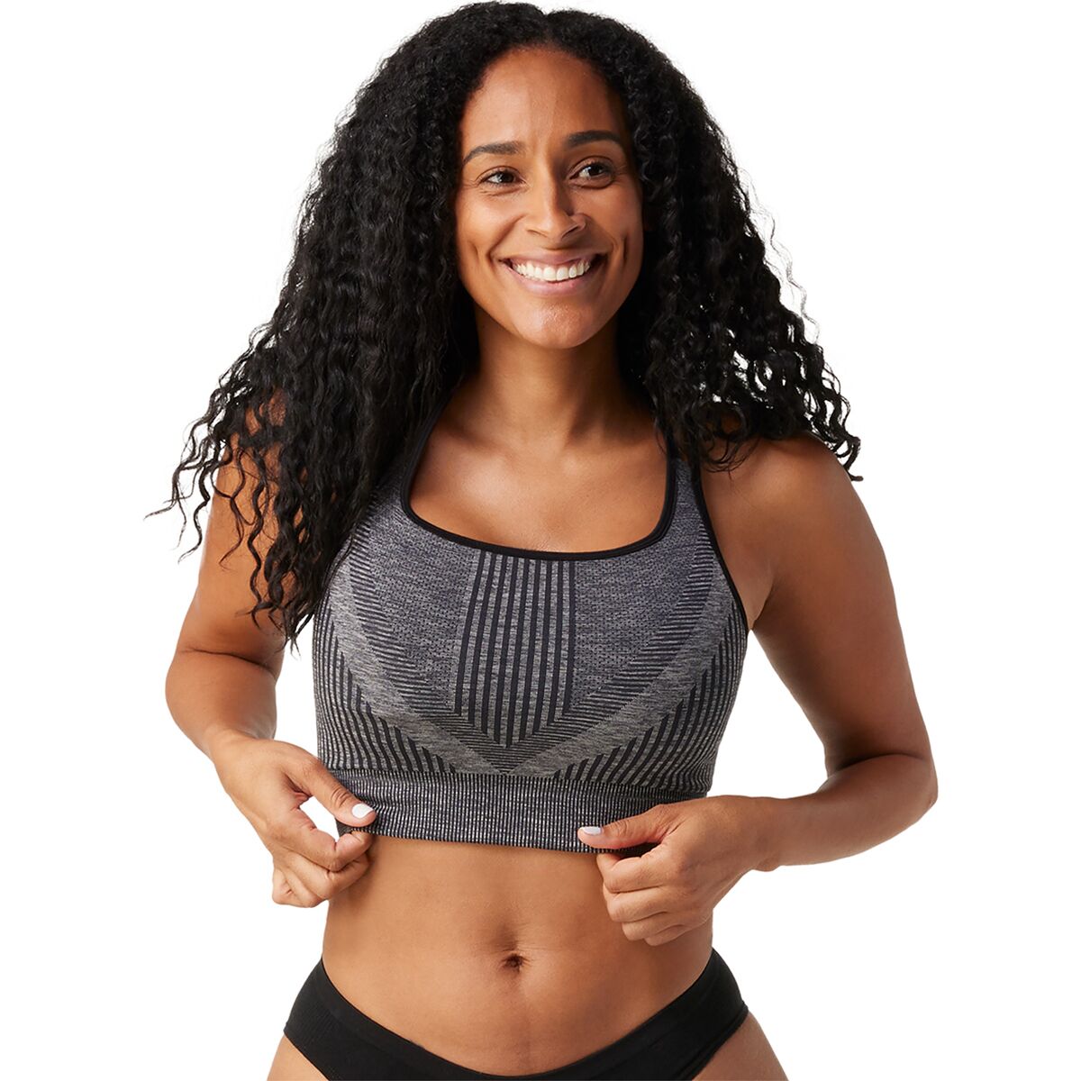Image of Smartwool Intraknit Strappy Bra - Women's Black Heather, L