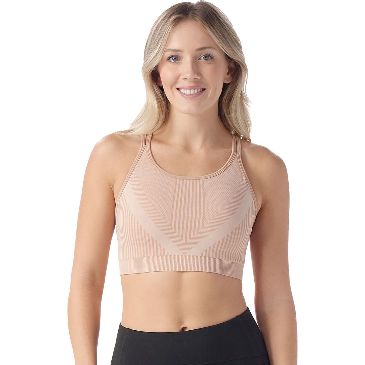 Image of Smartwool Intraknit Strappy Bra - Women's Pink Sugar Heather, S
