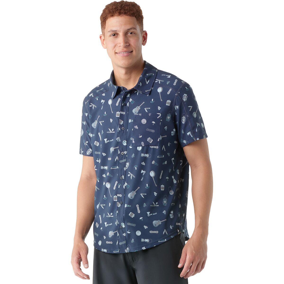 Smartwool Everyday Short-Sleeve Button-Down Shirt - Men's Deep Navy Gone Camping, XL