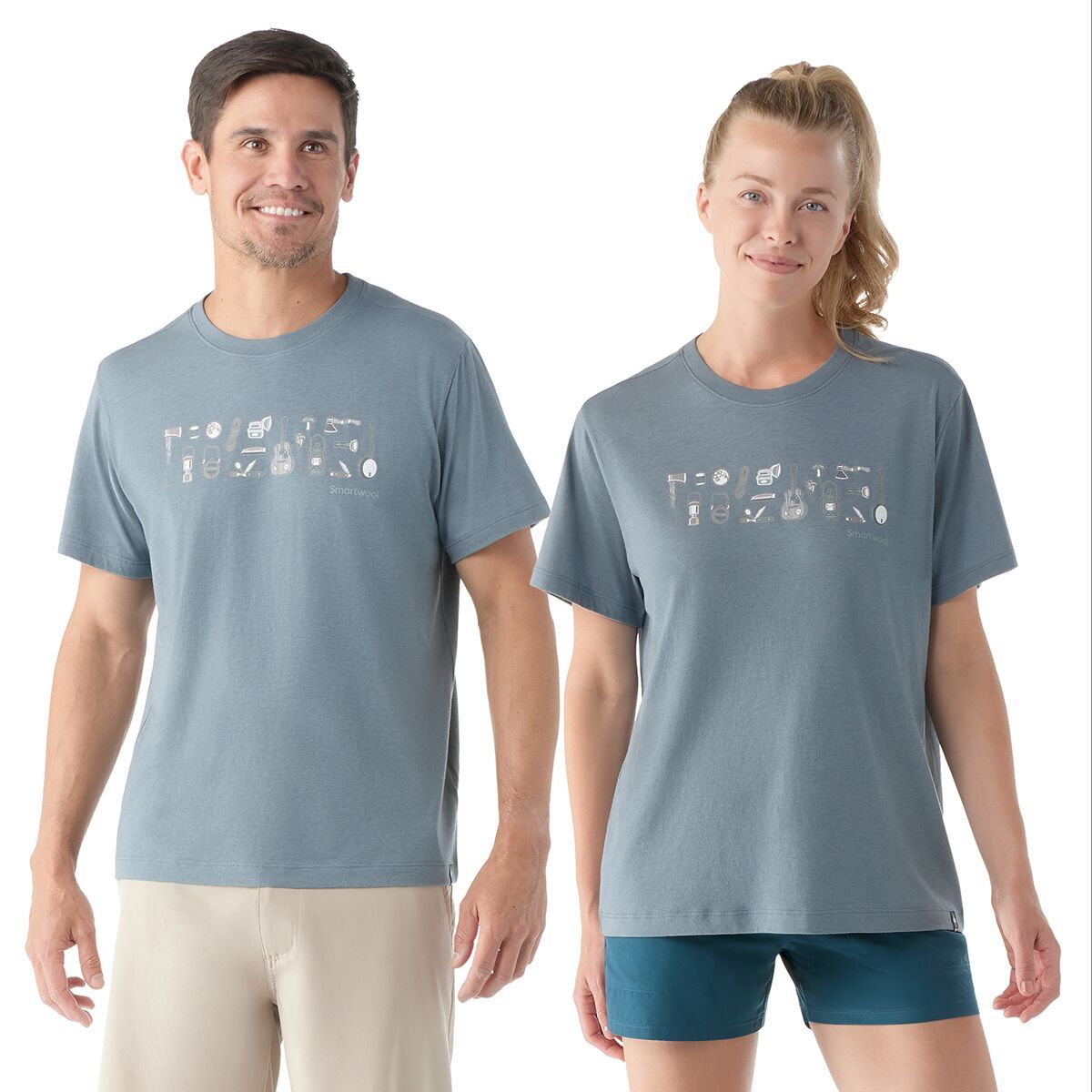 Smartwool Gone Camping Graphic Short-Sleeve T-Shirt Pewter Blue, XXL