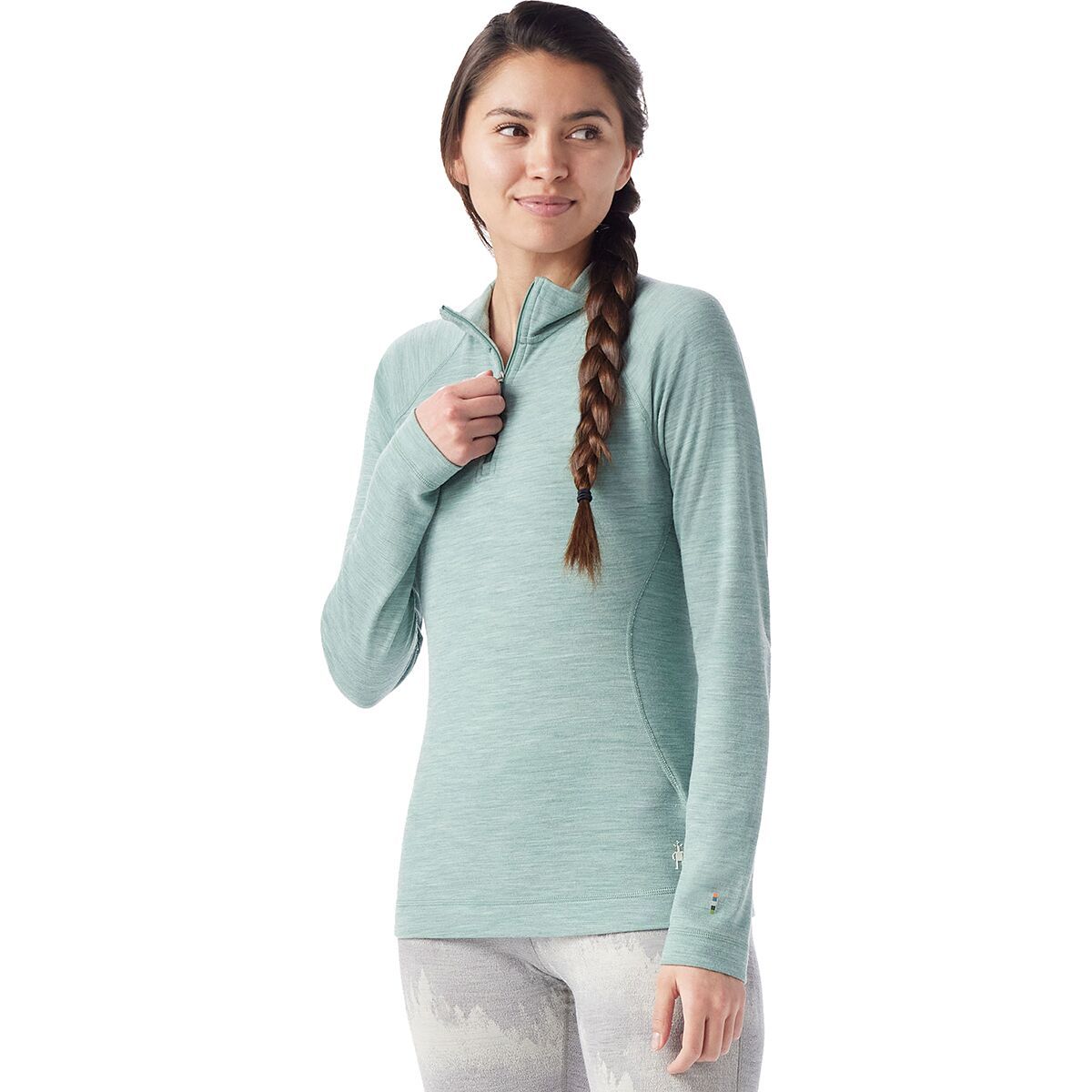Image of Smartwool Classic Thermal Merino Base Layer 1/4-Zip Top - Women's Arctic Green Heather, XS