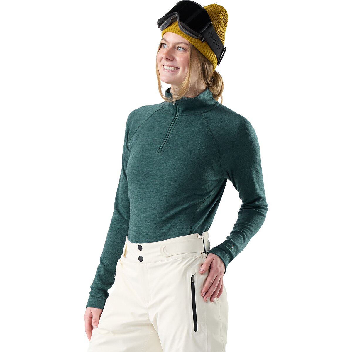 Image of Smartwool Classic Thermal Merino Base Layer 1/4-Zip Top - Women's Dark Teal Heather, S