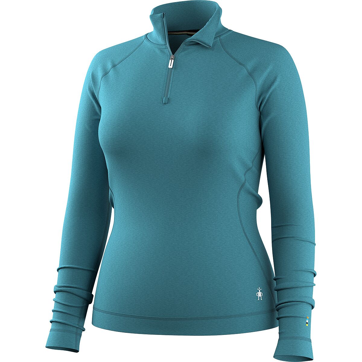 Image of Smartwool Classic Thermal Merino Base Layer 1/4-Zip Top - Women's Mineral Blue Heather, S